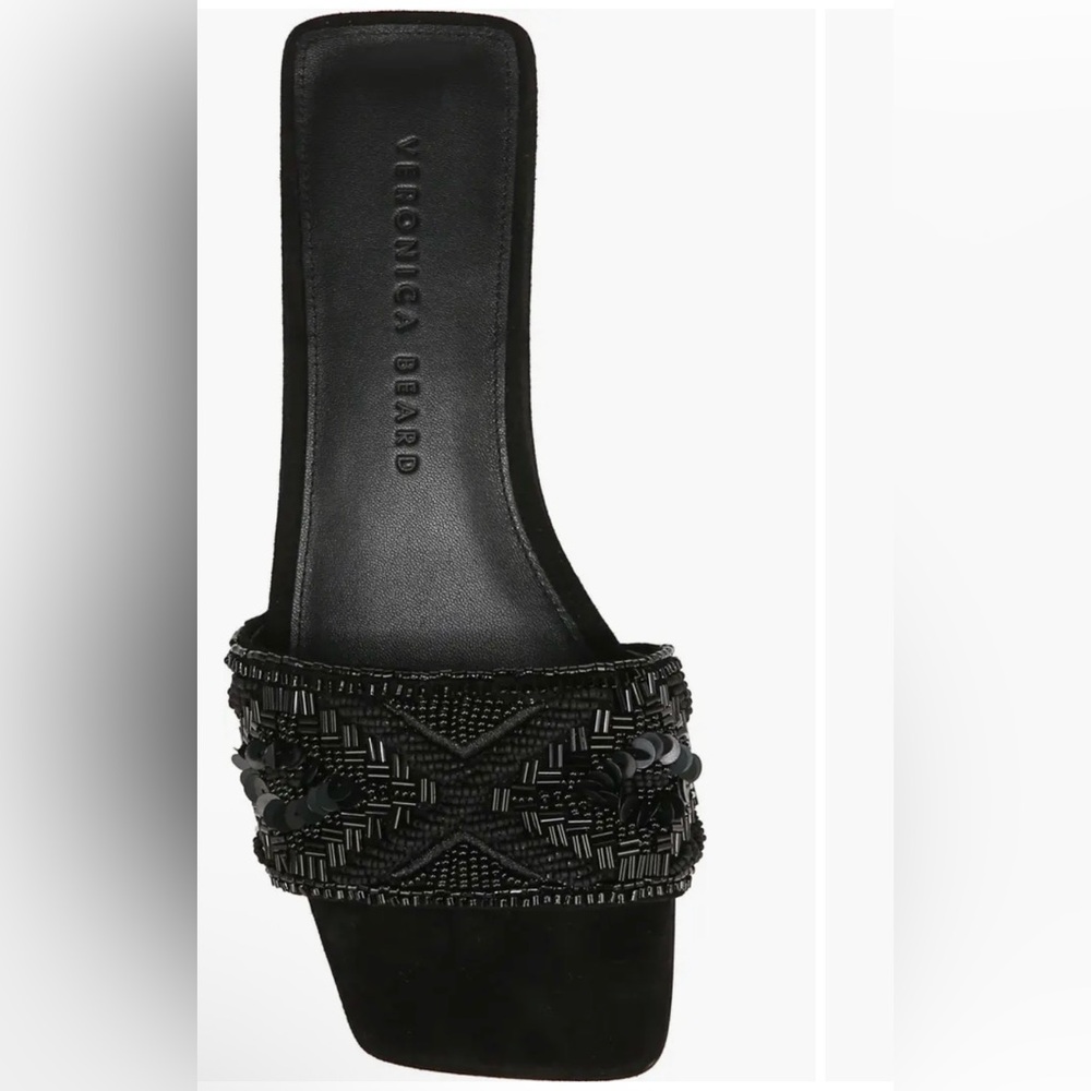 Veronica Beard Black Beaded Slide Mules - Picture 3 of 7